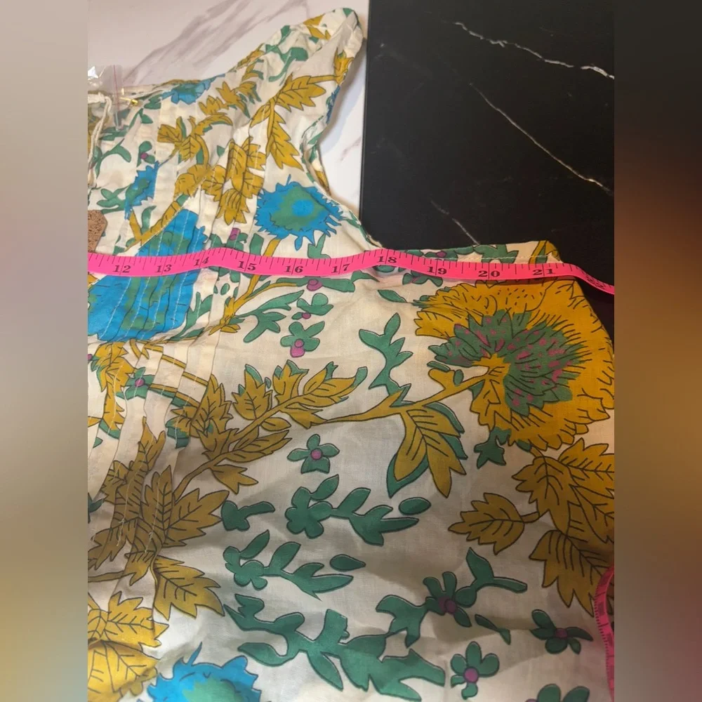 NWT- Savannah Cotton Sleeveless Top - Ochre Leafy Floral - Picture 8 of 13